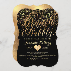 Convites PixDezines Brunch e Bubble Dazzled/Faux Dourado