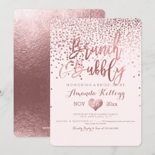 Convites PixDezines Brunch N Borracha/Rosa Dourado Confetti