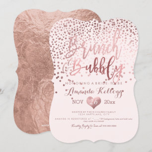 Convites PixDezines Brunch N Borracha/Rosa Dourado Confetti