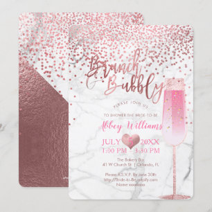 Convites PixDezines Brunch N Borracha/Rosa Dourado/Confetti
