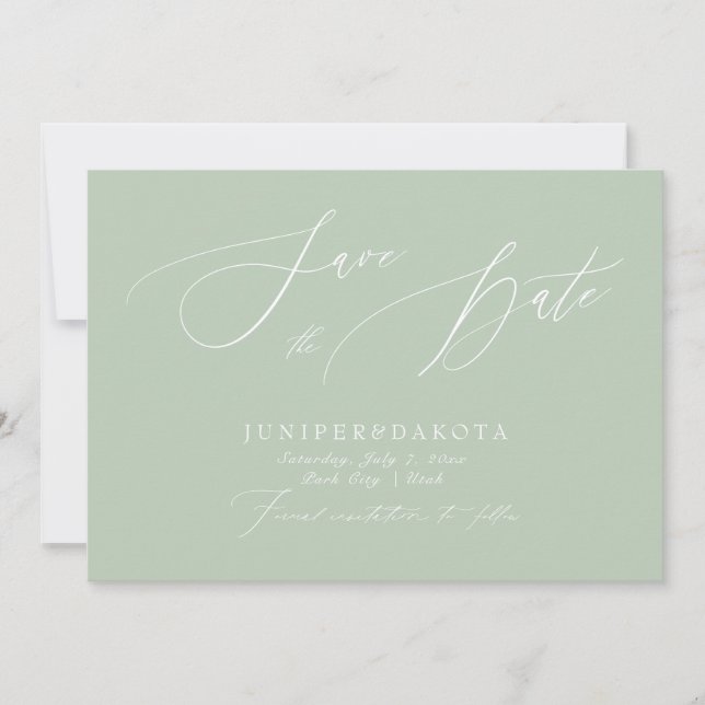 Convites PixDezines Celadon Verde Script Salve o Dia (Frente)