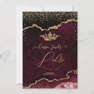 Convites PixDezines Celebração Lohri Burgundy Ágata Dourado