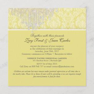 Convites PixDezines Chandelier/Moiré Damask/diy color lemon