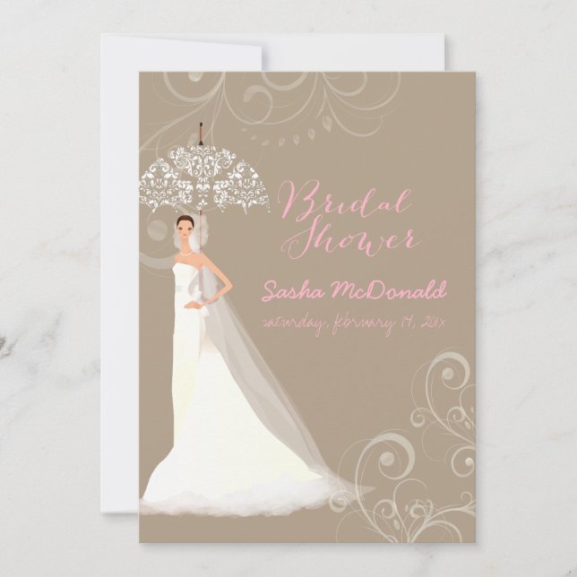 Convites PixDezines chuveiro de noiva / guarda-chuva de ren (Frente)