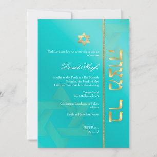 Convites PixDezines Classy Bar Mitzvah/aqua azul