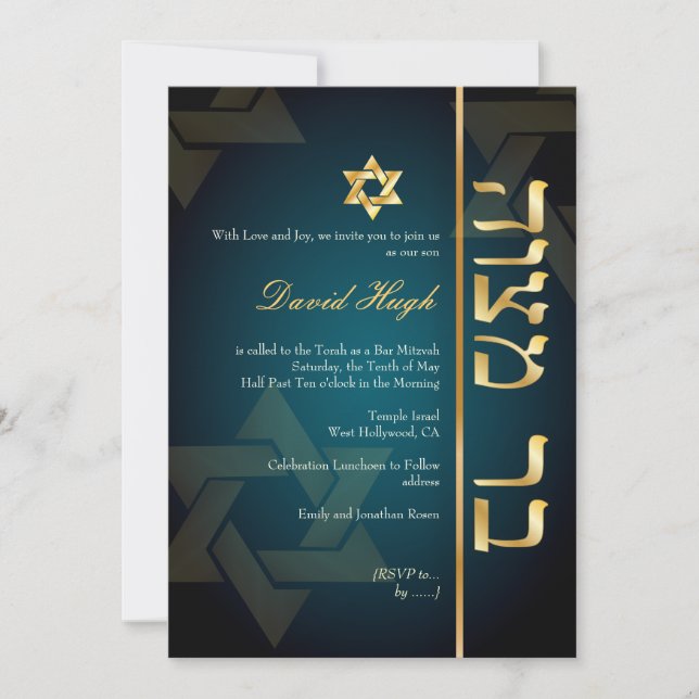 Convites PixDezines Classy Photo Bar Mitzvah/verde-verde (Frente)