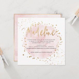 Convites PixDezines Cor de Água Dourada Bat Mitzvah