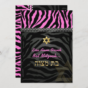 Convites PixDezines, cor-de-rosa, Bat Mitzvah / cor escuro