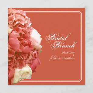 Convites PixDezines Coral Peonies/Hydrangeas/Bridal Brunch