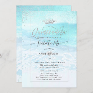 Convites PixDezines Crystal Blue BeachShoreline Quinceanera