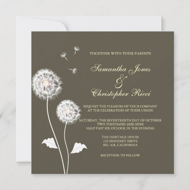 Convites PixDezines Dandelions, cores de fundo sujas (Frente)