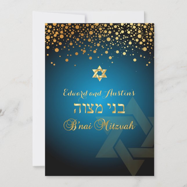Convites PixDezines DAZZLED DOURADO/B'nai Mitzvah/cor de co (Frente)