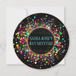 Convites PixDezines Dazzled/Neon Confetti/Bat Mitzvah