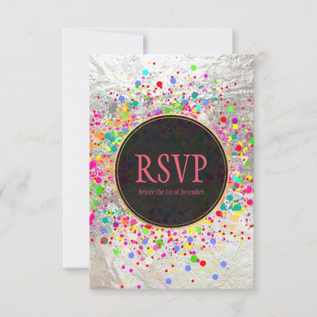 Convites PixDezines Dazzled/Neon Speck/Bat Mitzvah RSVP (Frente)