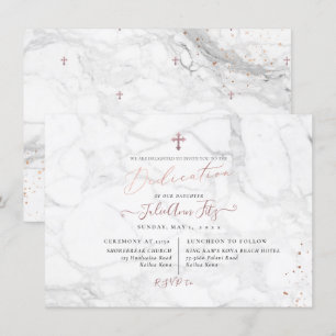 Convites PixDezines Dedicação em Mármore Rosa Dourado