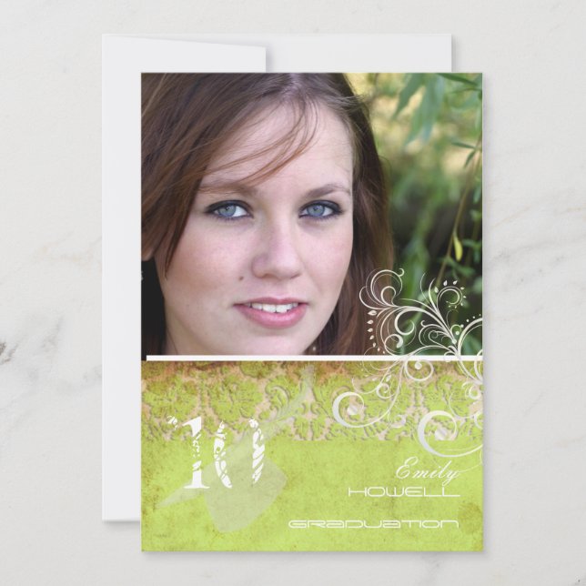 Convites PixDezines Desiree Damask/Foto Personalizada de Fo (Frente)
