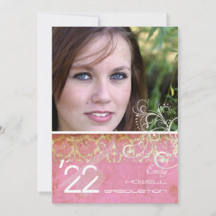 Convites PixDezines Desiree Damask/Vintage+Rosa