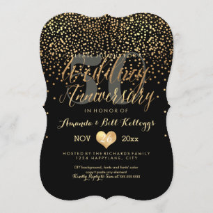 Convites PixDezines Deslumbrante Dourado / 50º Aniversário 