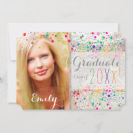Convites PixDezines Deslumbrante Graduação/Confetes Arco-ír