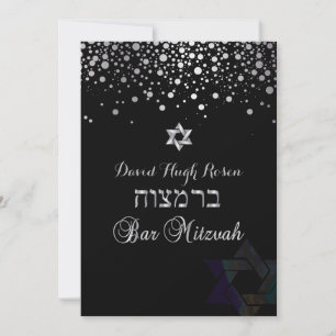 Convites PixDezines deslumbrante prata/Bar Mitzvah/roxo