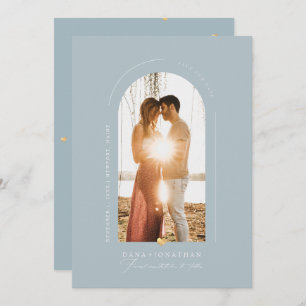 Convites PixDezines DIY color Dusty Blue Arch Data de salva