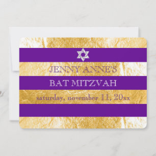 Convites PixDezines DIY color/faux foil stripes ba mitzvah
