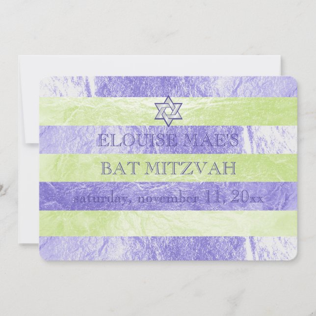 Convites PixDezines DIY color/faux foil stripes bat mitzvah (Frente)