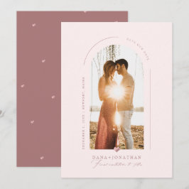 Convites PixDezines DIY cor Blush Arco Salve nossa data