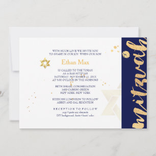 Convites PixDezines DIY cor/ Script elegante/ Bar Mitzvah