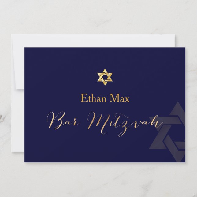 Convites PixDezines DIY cor/Script elegante/Bar Mitzvah (Frente)