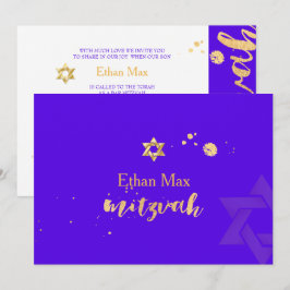 Convites PixDezines DIY cor/ Script Estiloso/ Bar Mitzvah
