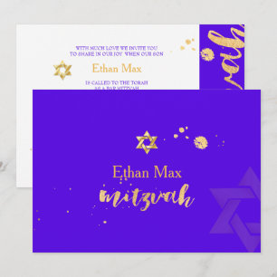 Convites PixDezines DIY cor/ Script Estiloso/ Bar Mitzvah