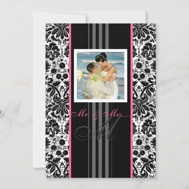 Convites PixDezines diy event+cololor. monograma damask (Frente)