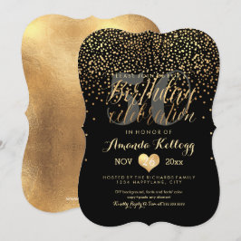 Convites PixDezines Dourado/Faux Foil/Aniversário