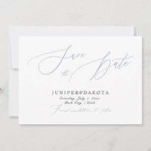 Convites PixDezines Dusty Blue Moderno Script Salve o Dia