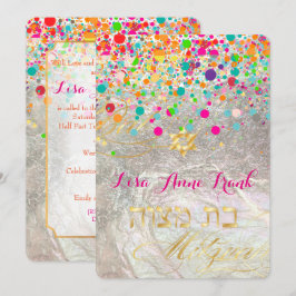 Convites PixDezines encadeado/arco-íris/bat mitzvah