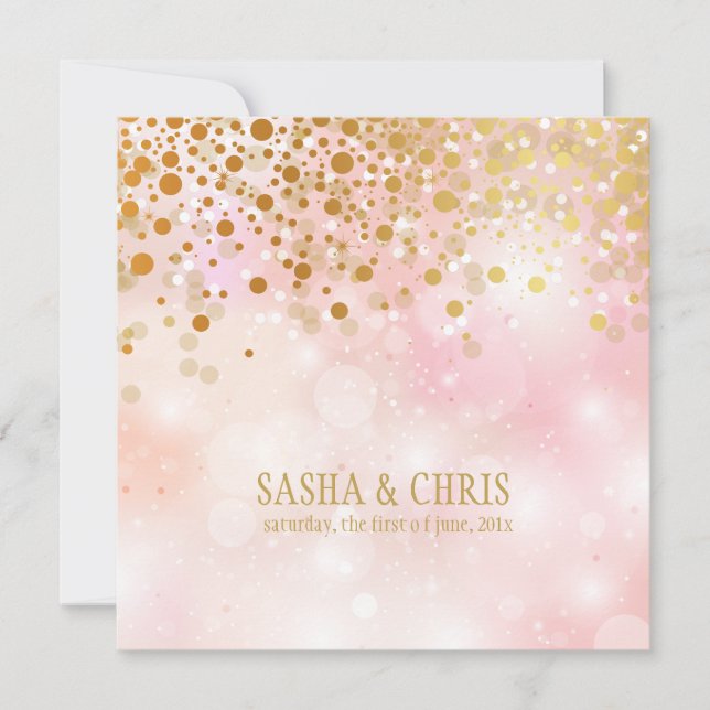 Convites PixDezines encadeado/speck de ouro/Soireira de inv (Frente)