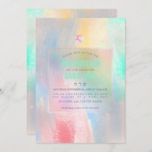 Convites PixDezines escovou algodão doce Bat Mitzvah