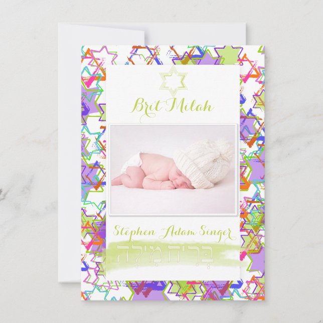 Convites PixDezines estrelas grunge/ brit milah (Frente)