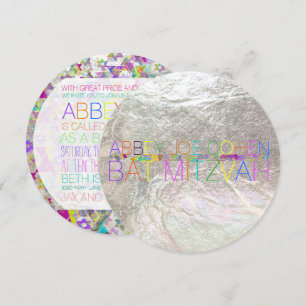 Convites PixDezines estrelas psicodélicas/neon/bat mitzvah