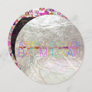 Convites PixDezines estrelas psicodélicas/neon/bat mitzvah