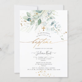 Convites PixDezines Eucalipto em Aquarela Batizado