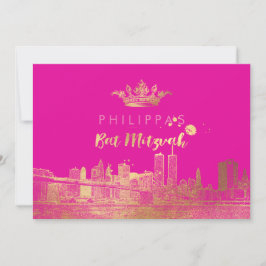 Convites PixDezines Falso Ouro NYC/Mitzvah/DIYcor