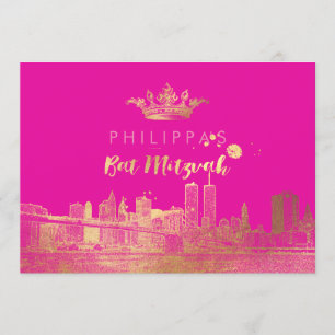 Convites PixDezines Falso Ouro NYC/Mitzvah/DIYcor