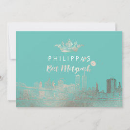 Convites PixDezines Falso Prata NYC/Mitzvah/DIYcor