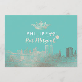 Convites PixDezines Falso Prata NYC/Mitzvah/DIYcor