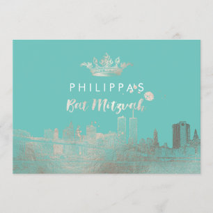 Convites PixDezines Falso Prata NYC/Mitzvah/DIYcor