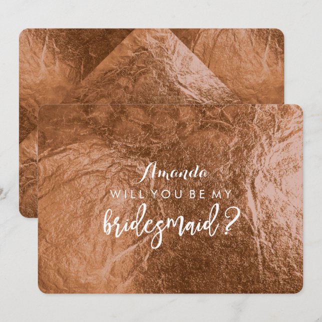 Convites PixDezines Faux Copper Você Será..Bridesmaid (Frente/Verso)