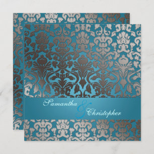 Convites PixDezines faux flora damask/teal
