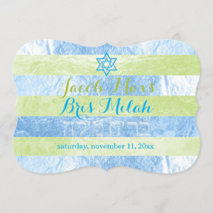 Convites PixDezines Faux Foil Stripes Bris Milah